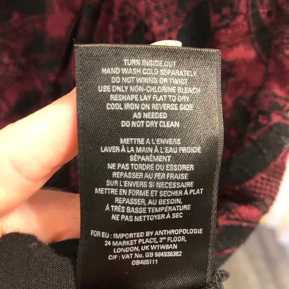 MAEVE BURGUNDY BLACK LACE DRESS ANTHROPOLOGIE - Picture 9 of 12